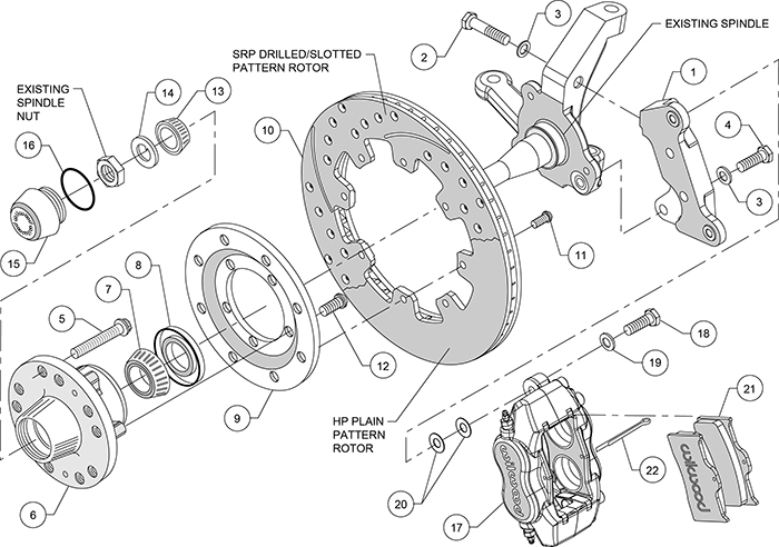 Forged Dynalite Big Brake Front Brake Kit (Hub) Assembly Schematic