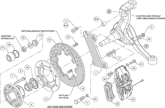 Forged Dynapro 6 Big Brake Front Brake Kit (Hub) Assembly Schematic