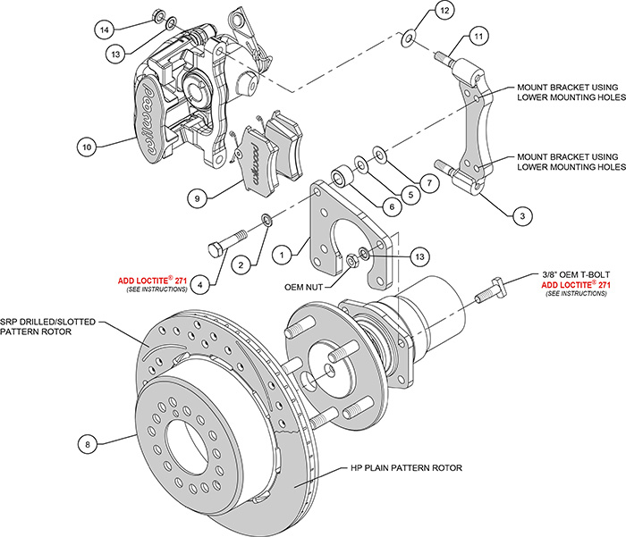Combination Parking Brake Caliper 1Pc Rotor Rear Brake Kit Assembly Schematic