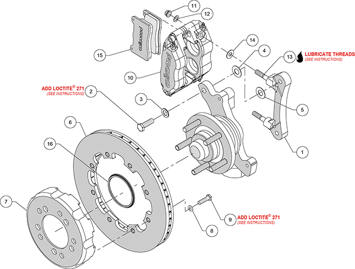 Dynapro Radial Front Drag Brake Kit Assembly Schematic