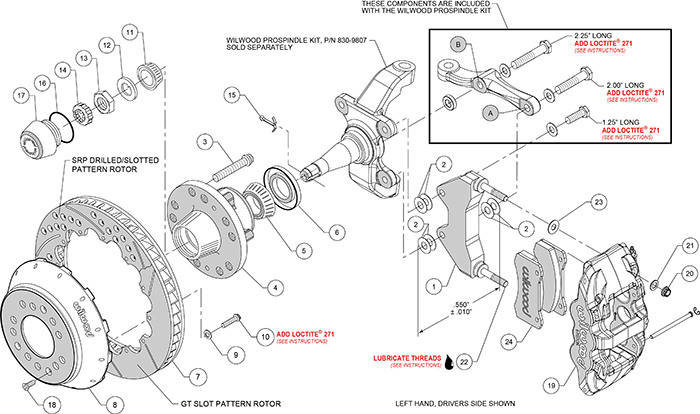 AERO6 Big Brake Front Brake Kit Assembly Schematic