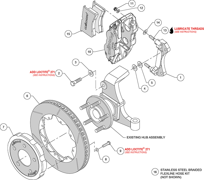 Forged Superlite 4R Big Brake Front Brake Kit (Race) Assembly Schematic