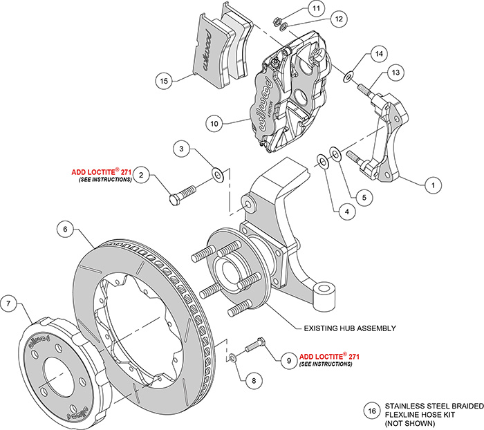 Forged Superlite 4R Big Brake Front Brake Kit (Race) Assembly Schematic