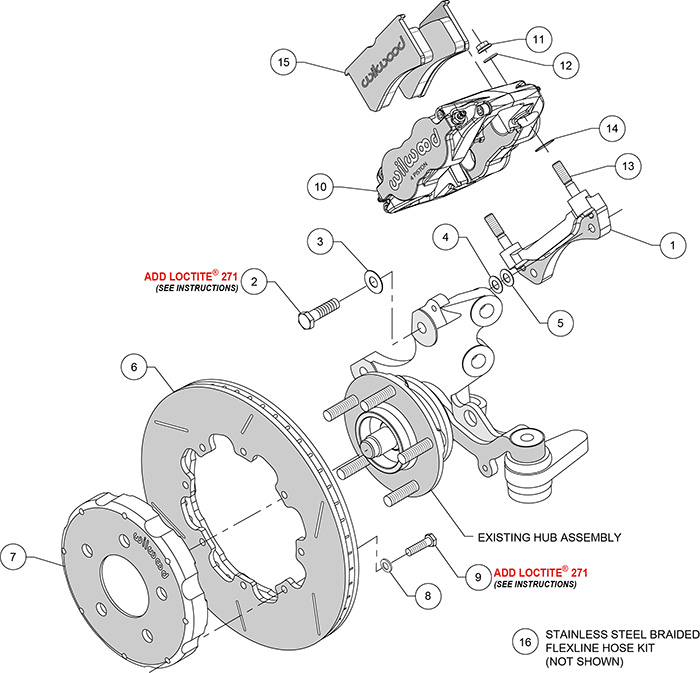 Forged Superlite 4R Big Brake Front Brake Kit (Race) Assembly Schematic