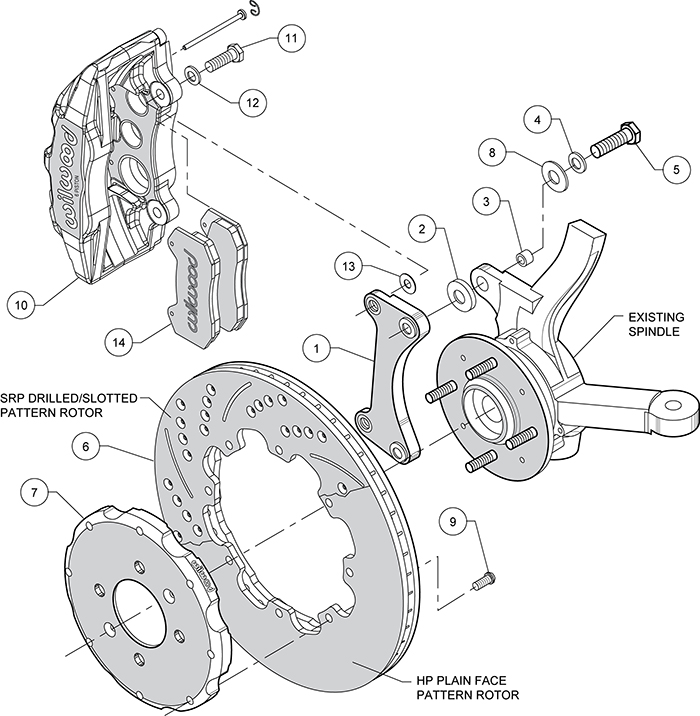 Forged Dynapro 6 Big Brake Front Brake Kit (Hat) Assembly Schematic