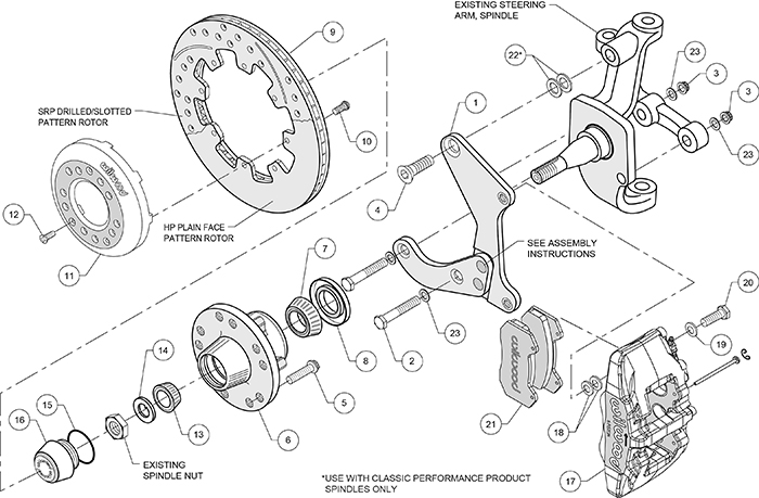 Forged Dynapro 6 Big Brake Front Brake Kit (Hub) Assembly Schematic