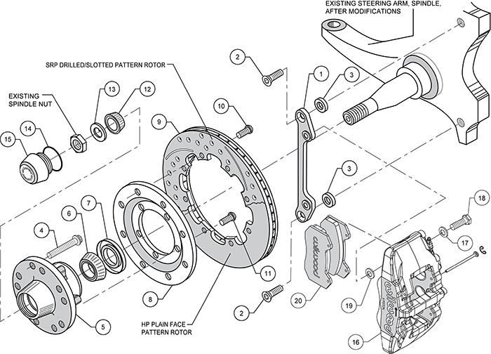 Forged Dynapro 6 Big Brake Front Brake Kit (Hub) Assembly Schematic