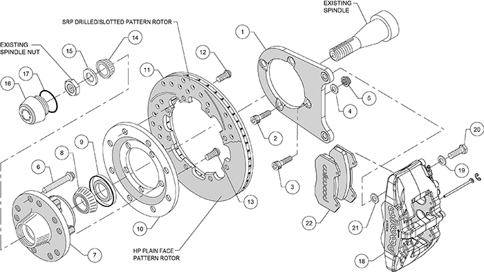 Forged Dynapro 6 Big Brake Front Brake Kit (Hub) Assembly Schematic