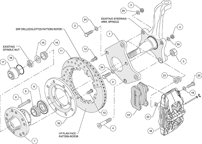 Forged Dynapro 6 Big Brake Front Brake Kit (Hub) Assembly Schematic