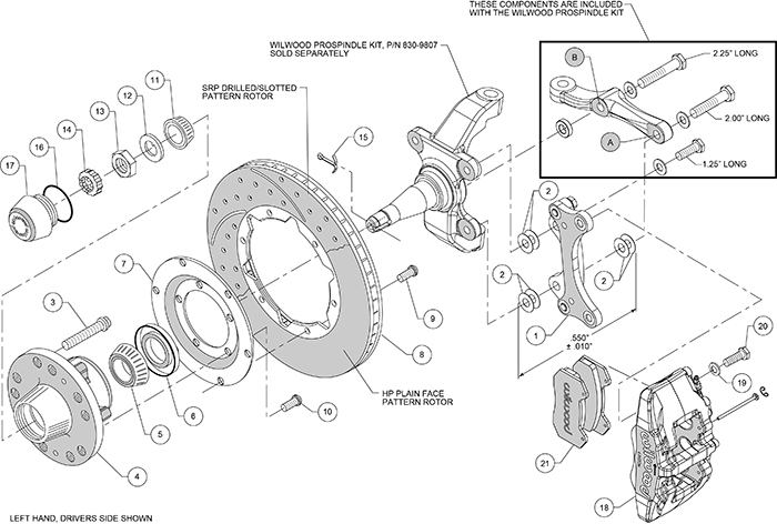 Forged Dynapro 6 Big Brake Front Brake Kit (Hub) Assembly Schematic