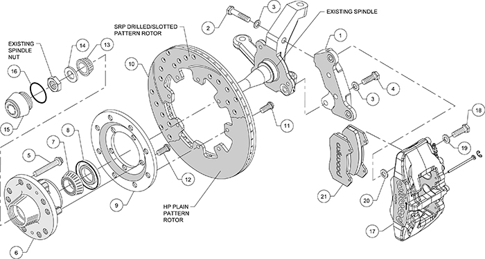 Forged Dynapro 6 Big Brake Front Brake Kit (Hub) Assembly Schematic