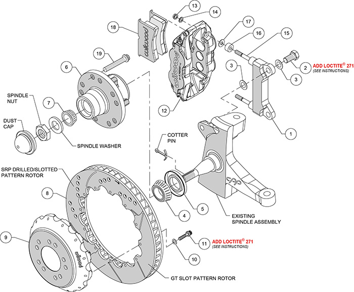 Forged Narrow Superlite 6R Big Brake Front Brake Kit (Hub) Assembly Schematic