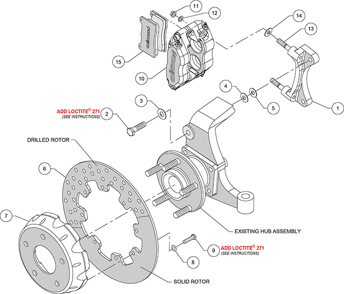 Dynapro Radial Front Drag Brake Kit Assembly Schematic