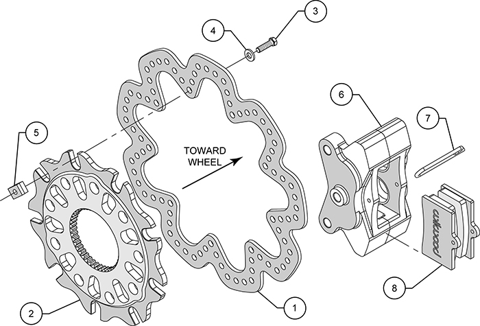 GP320 Sprint Right Rear Brake Kit Assembly Schematic