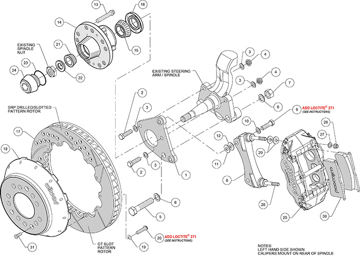 Forged Narrow Superlite 6R Big Brake Front Brake Kit (Hub) Assembly Schematic