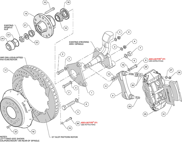 Forged Narrow Superlite 6R Big Brake Front Brake Kit (Hub) Assembly Schematic