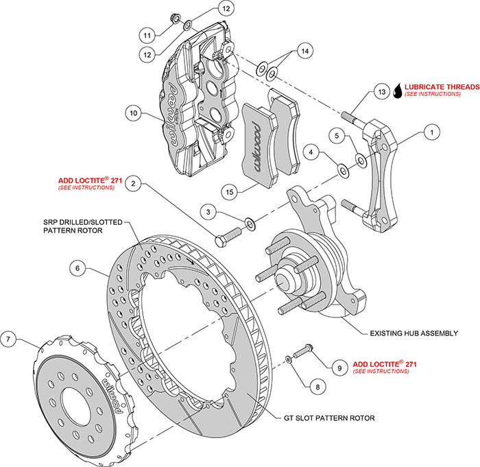 AERO6 Big Brake Front Brake Kit Assembly Schematic