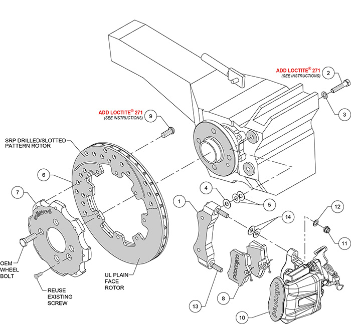 Combination Parking Brake Caliper Rear Brake Kit Assembly Schematic