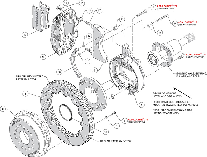 Forged Narrow Superlite 4R Big Brake Rear Parking Brake Kit Assembly Schematic