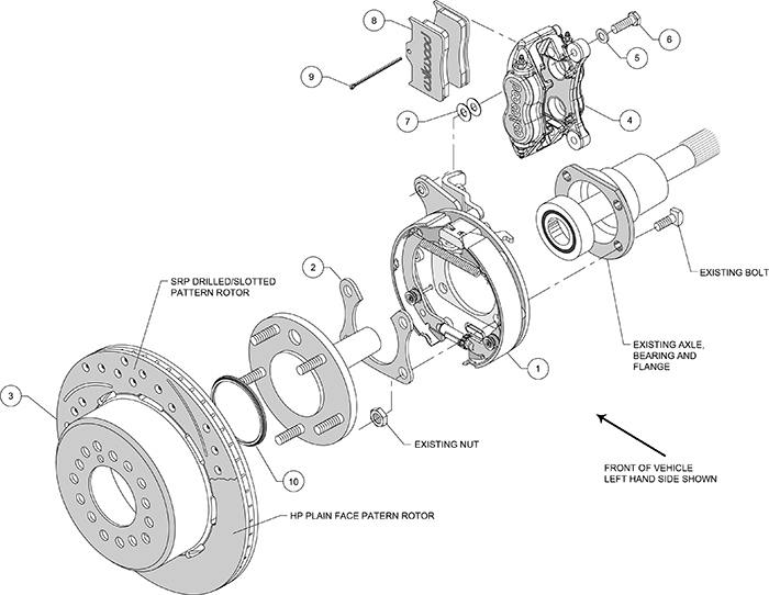 Forged Dynalite Rear Parking Brake Kit Assembly Schematic