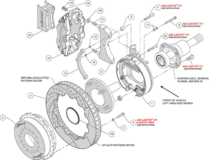 Forged Narrow Superlite 4R Big Brake Rear Parking Brake Kit Assembly Schematic