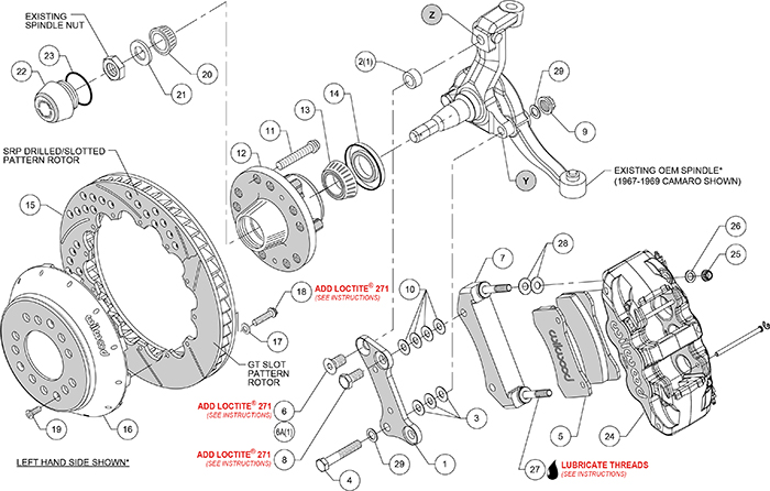 AERO6 Big Brake Front Brake Kit Assembly Schematic