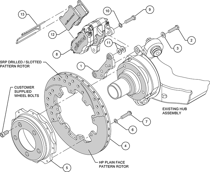 Dynapro Rear Brake Kit For OE Parking Brake Assembly Schematic