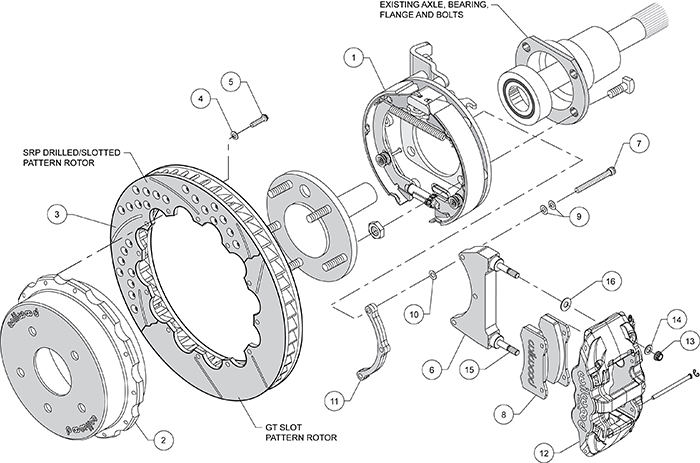 AERO4 Big Brake Rear Parking Brake Kit Assembly Schematic
