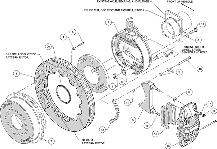 AERO4 Big Brake Rear Parking Brake Kit Assembly Schematic