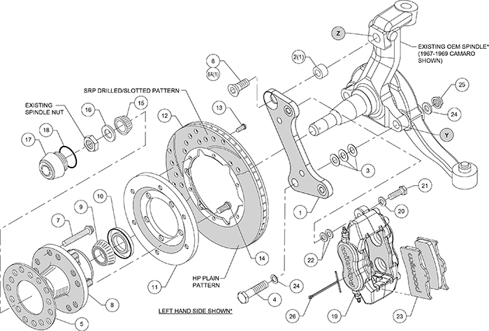 Forged Dynalite Pro Series Front Brake Kit Assembly Schematic