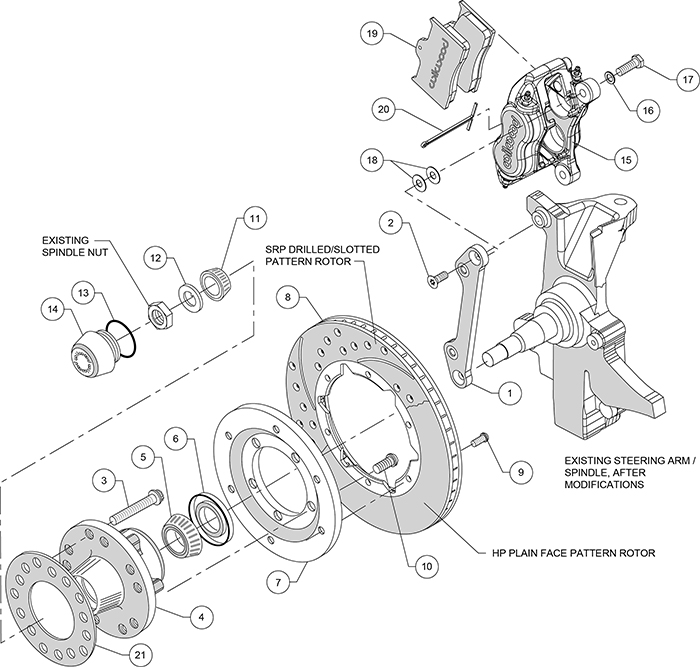 Forged Dynalite Pro Series Front Brake Kit Assembly Schematic