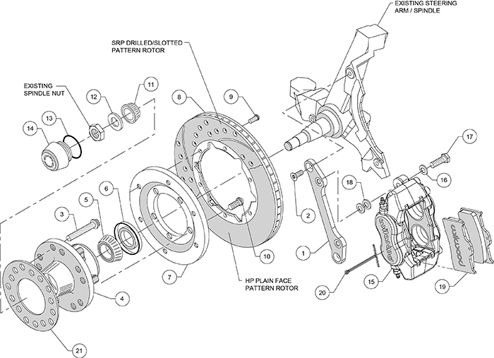 Forged Dynalite Pro Series Front Brake Kit Assembly Schematic