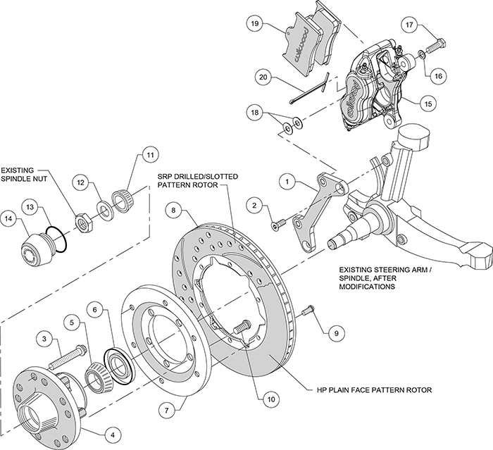 Forged Dynalite Pro Series Front Brake Kit Assembly Schematic