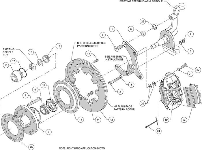 Forged Dynalite Pro Series Front Brake Kit Assembly Schematic