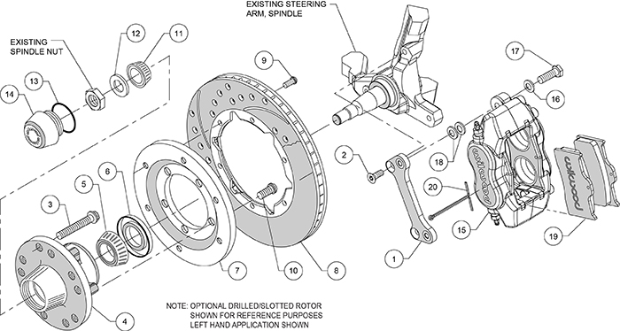 Forged Dynalite Pro Series Front Brake Kit Assembly Schematic