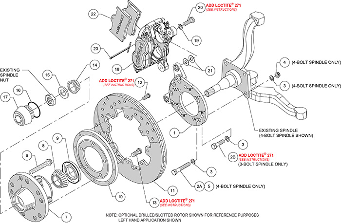 Forged Dynalite Big Brake Front Brake Kit (Hub) Assembly Schematic