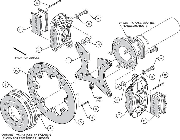 Forged Dynalite Dual Dynamic Rear Drag Brake Kit Assembly Schematic