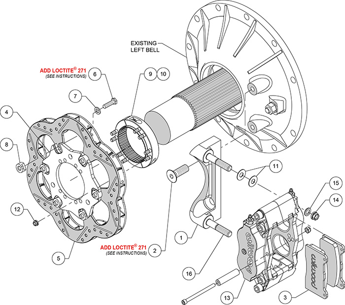 Billet Narrow Dynalite Radial Mount Sprint Inboard Brake Kit Assembly Schematic