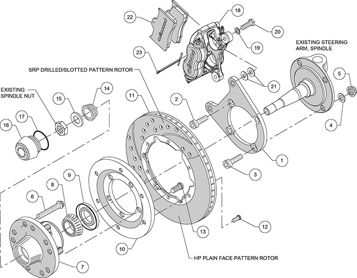 Forged Dynalite Pro Series Front Brake Kit Assembly Schematic