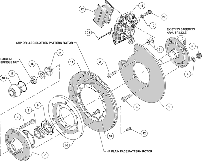 Forged Dynalite Pro Series Front Brake Kit Assembly Schematic