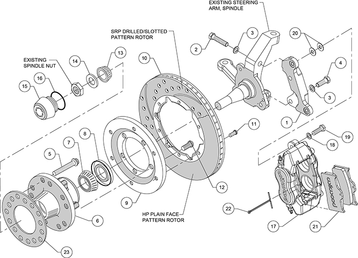 Forged Dynalite Pro Series Front Brake Kit Assembly Schematic