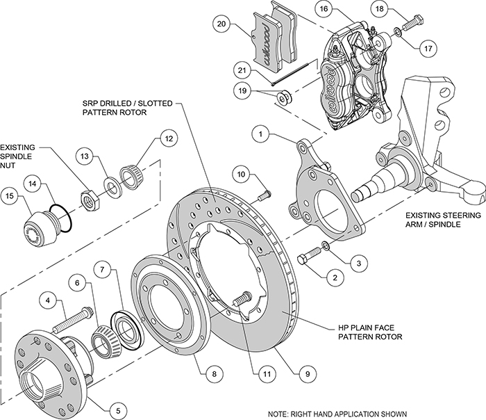 Forged Dynalite Pro Series Front Brake Kit Assembly Schematic