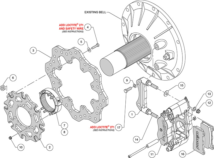 Billet Narrow Dynalite Radial Mount Sprint Inboard Brake Kit Assembly Schematic