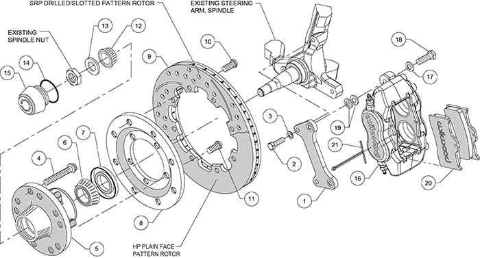 Forged Dynalite Big Brake Front Brake Kit (Hub) Assembly Schematic