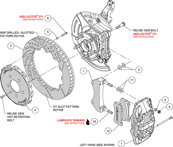 AERO6 Big Brake Front Brake Kit Assembly Schematic