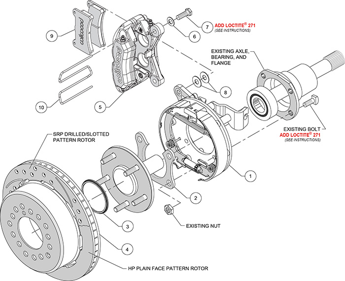 Forged Dynapro Low-Profile Rear Parking Brake Kit Assembly Schematic