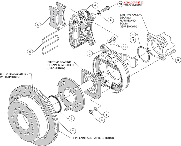 Forged Dynapro Low-Profile Rear Parking Brake Kit Assembly Schematic