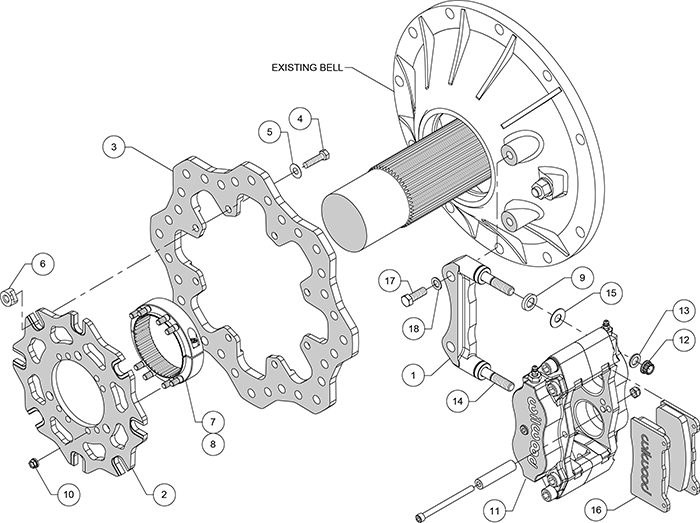 Billet Narrow Dynalite Radial Mount Sprint Inboard Brake Kit Assembly Schematic