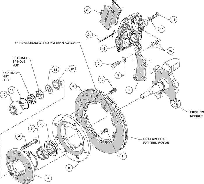 Forged Dynalite Big Brake Front Brake Kit (Hub) Assembly Schematic