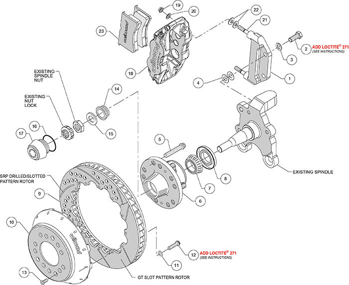 Forged Narrow Superlite 6R Big Brake Front Brake Kit (Hub) Assembly Schematic